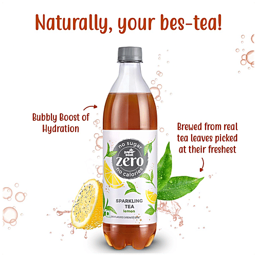 Paper Boat Sparkling Tea - Lemon, Carbonated Ready To Drink, Iced Tea, Zero Sugar/Calories, 600 ml  