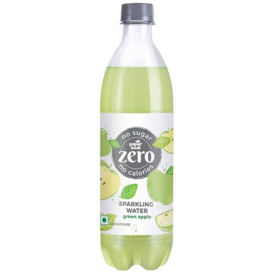 Paper Boat Zero Sparkling Water - Green Apple, 600 ml Bottle