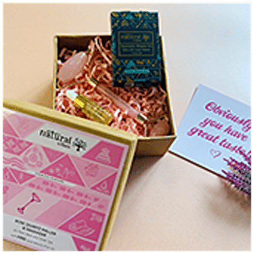 Natural Vibes Rose Quartz Roller & Massager - Face, Neck & Body, Improves Blood Circulation, Rejuvenates Skin,, 1 pc (Free Gold Beauty Elixir Oil 3 ml)