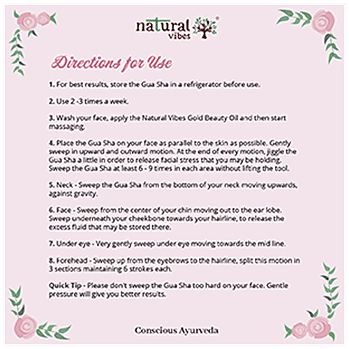 Natural Vibes Jade Gua Sha  - For Face, Neck & Under Eye, Improves Blood Circulation, Rejuvenates Skin, 1 pc (Free Gold Beauty Elixir Oil - 3 ml) 