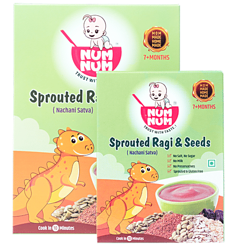 Num Num Sprouted Ragi & Seeds/Nachani Satva - Provides Energy, For Babies Above 7 Months, 200 g  