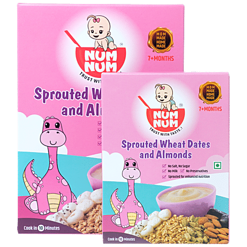Num Num Sprouted Wheat Dates & Almonds - Provides Energy, For Babies Above 7 Months, 200 g
