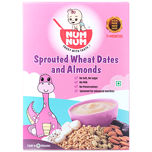 Num Num Sprouted Wheat Dates & Almonds - Provides Energy, For Babies Above 7 Months, 200 g