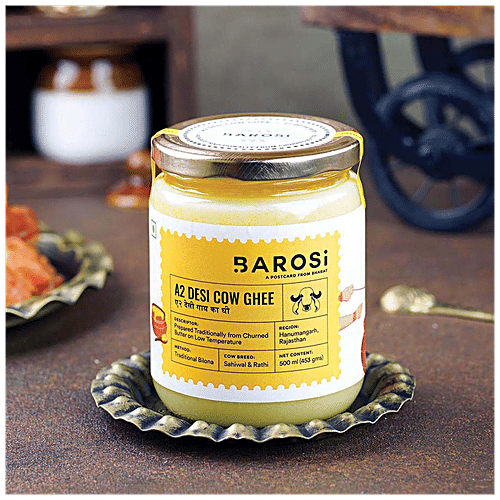 Barosi A2 Desi Cow Ghee, 500 ml Jar 