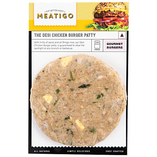 Meatigo The Desi Chicken Burger Patty - Juicy & Soft, 130 g 8906107171013