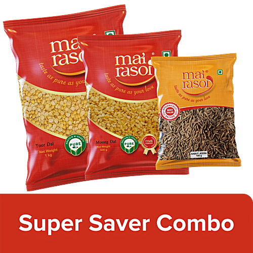 Mai Rasoi Toor Dal, Moong Dal & Jeera Sabut/Whole - Natural, Pure, No Preservatives, 3 pcs Combo 