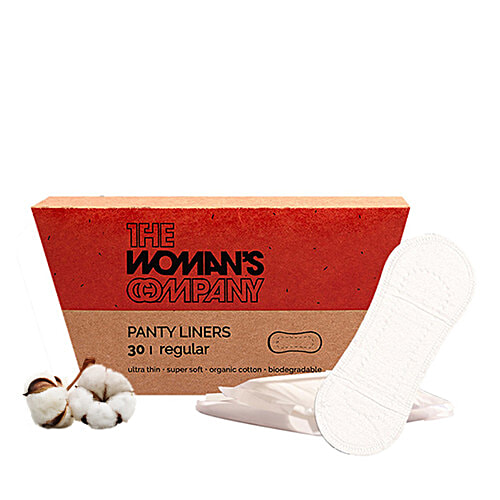 The Woman's Company Panty Liners - Regular, Ultra Thin, Super Soft, Organic Cotton, Biodegradable, 30 pcs  