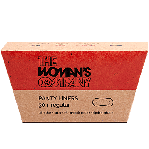 The Woman's Company Panty Liners - Regular, Ultra Thin, Super Soft, Organic Cotton, Biodegradable, 30 pcs  