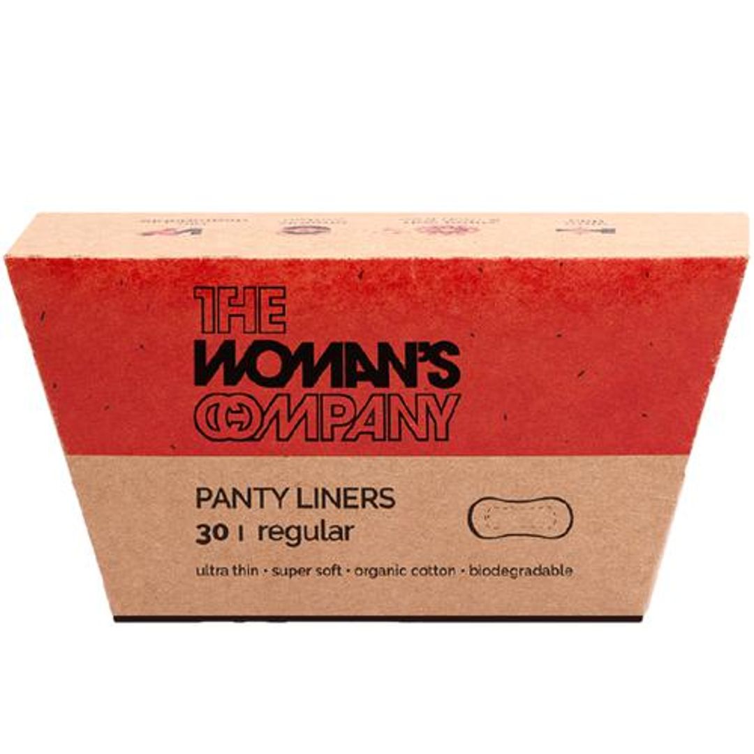 The Woman's Company Panty Liners - Regular, Ultra Thin, Super Soft, Organic Cotton, Biodegradable, 30 pcs 