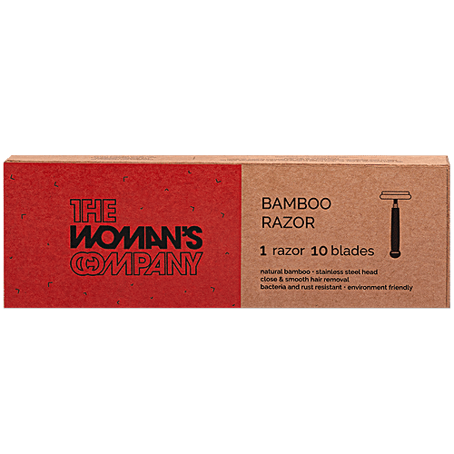 The Woman's Company Bamboo Razor - Stainless Steel Head, Close & Smooth Hair Removal, Bacteria & Rust Resistant, 1 pc  