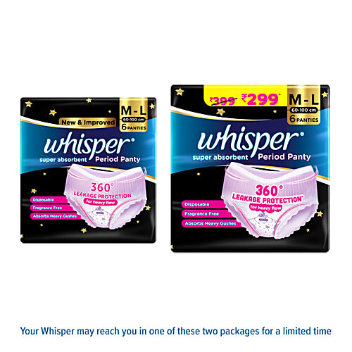 Whisper Super Absorbent Period Panty, M-L, 6 pcs  