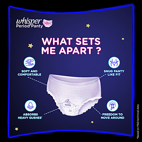 Whisper Super Absorbent Period Panty, M-L, 6 pcs  