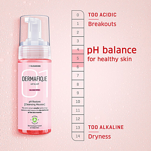 Dermafique pH Balance Cleansing Mousse - Removes Impurities, Dermatologist Tested, All Skin Types, 150 ml  