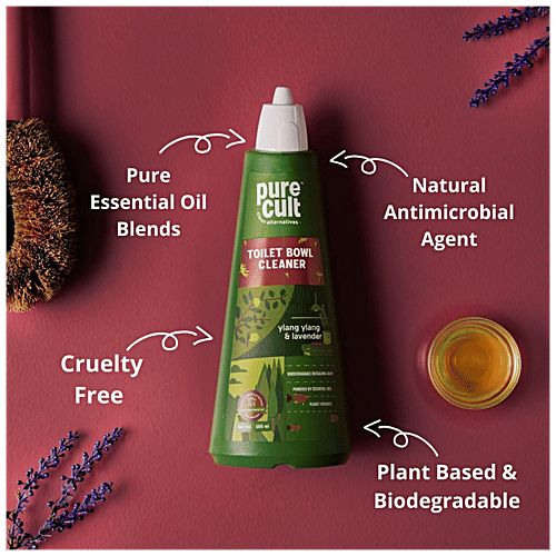 PureCult Toilet Bowl Cleaner with Ylang Ylang & Lavender - Eco-Friendly, Removes Limescale, 500 ml  