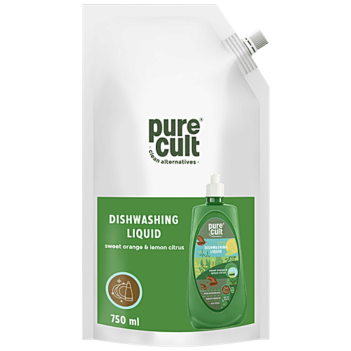 PureCult Dishwashing Liquid - Sweet Orange & Lemon Citrus, Eco-Friendly, 750 ml  Clean Air Matters
 Clean Water Matters
 How You Clear Matters