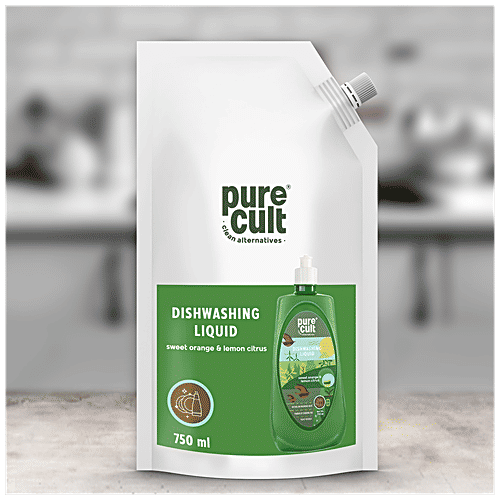 PureCult Dishwashing Liquid - Sweet Orange & Lemon Citrus, Eco-Friendly, 750 ml  Clean Air Matters
 Clean Water Matters
 How You Clear Matters