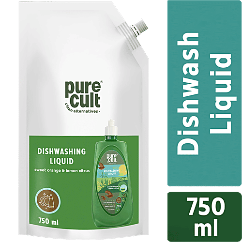 PureCult Dishwashing Liquid - Sweet Orange & Lemon Citrus, Eco-Friendly, 750 ml  Clean Air Matters
 Clean Water Matters
 How You Clear Matters