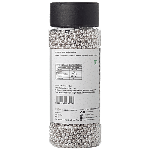 The Select Aisle Silver Dragees - Premium, Rich, For Cake Decorations, Baked Desserts, 150 g Jar