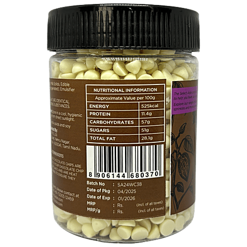 The Select Aisle White Chocolate Chips For Baked Desserts, 150 g Premium, Rich