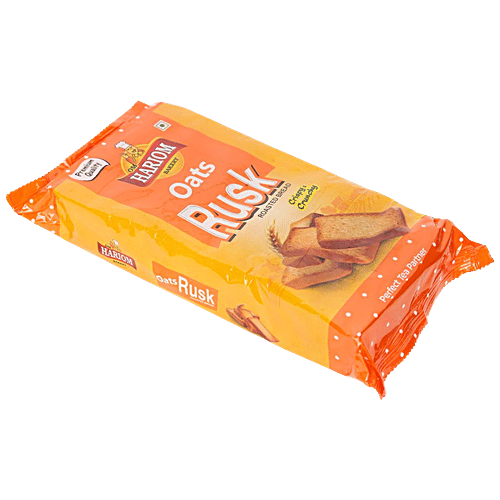 Om Hariom Oats Rusk - Roasted Bread Toast, Premium Quality, Roasted, Crisp Teatime Snack, 200 g  