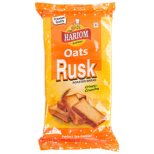 Om Hariom Oats Rusk - Roasted Bread Toast, Premium Quality, Roasted, Crisp Teatime Snack, 200 g  