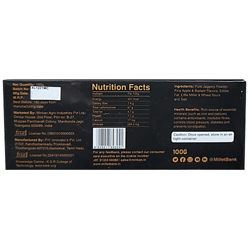 Buy MILLET BANK Little Millet Jaggery Cookies Rich In Calcium & Iron, Eggless, No Maida, Sugar