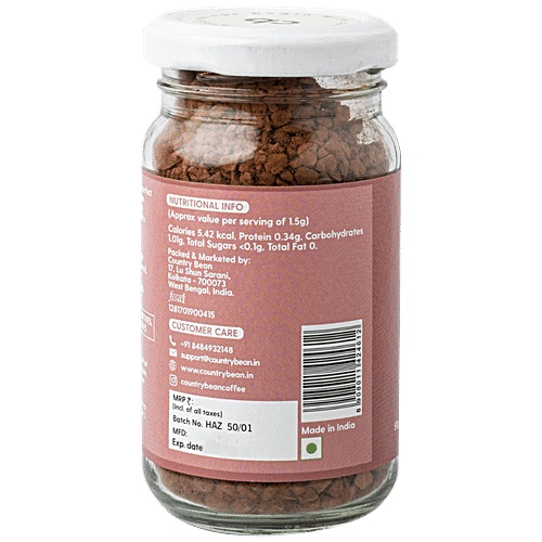 Country Bean Earthy Hazelnut Bold Instant Coffee - Arabica & Robusta Blend, Strong & Smooth, 50 g Bottle