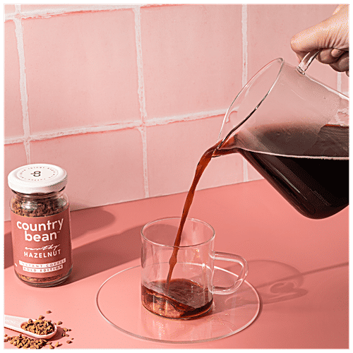 Country Bean Earthy Hazelnut Bold Instant Coffee - Arabica & Robusta Blend, Strong & Smooth, 50 g Bottle