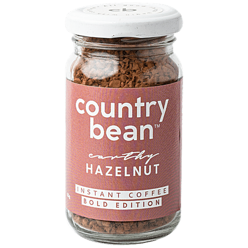 Country Bean Earthy Hazelnut Bold Instant Coffee - Arabica & Robusta Blend, Strong & Smooth, 50 g Bottle