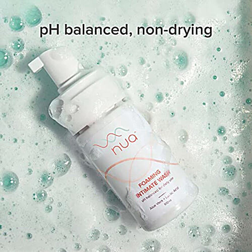 Nua Foaming Intimate Wash, with Aloe Vera and Lactic Acid, Anti- Bacterial and Prevents Infection, Balances pH, 100 ml pH Balanced For Everyday Use