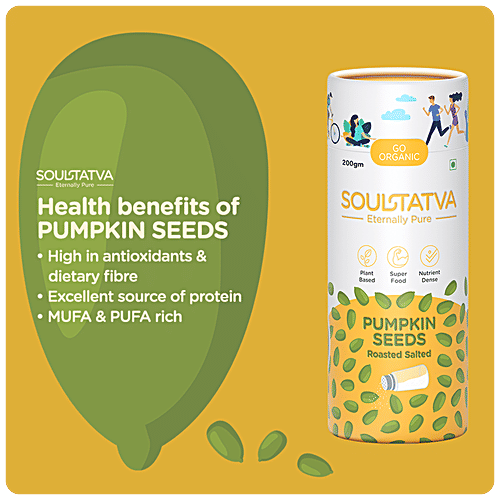 SOUL TATVA Pumpkin Seeds Roasted Salted - Plant Based, Super Food, Nutrient Dense, 200 g  