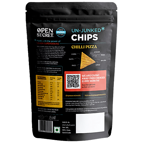 Open Secret Unjunked Chips - 7 Supergrains, Rich In Protein, Baked, Healthy Snack, Chilli Pizza, 45 g