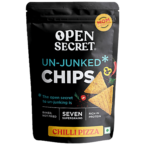 Open Secret Unjunked Chips - 7 Supergrains, Rich In Protein, Baked, Healthy Snack, Chilli Pizza, 45 g