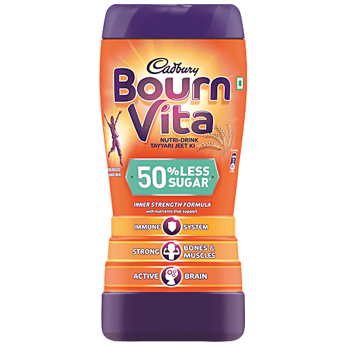 Bournvita Bourn Vita Nutri Nutrition Drink With 50% Less Sugar - For Strong Immunity, Chocolate Flavour, 400 g