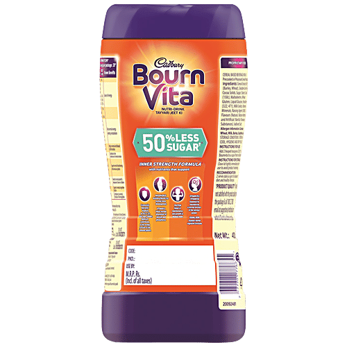 Bournvita Bourn Vita Nutri Nutrition Drink With 50% Less Sugar - For Strong Immunity, Chocolate Flavour, 400 g