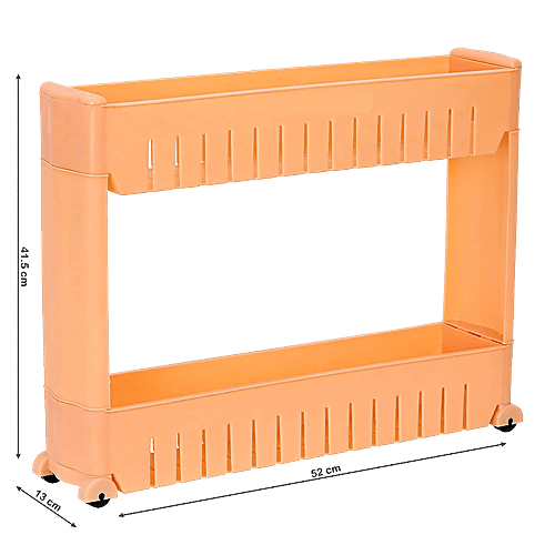 Buy Floraware 2 Layer Storage Organizer Plastic Rack/Shelf With Wheels Strong & Durable, Peach