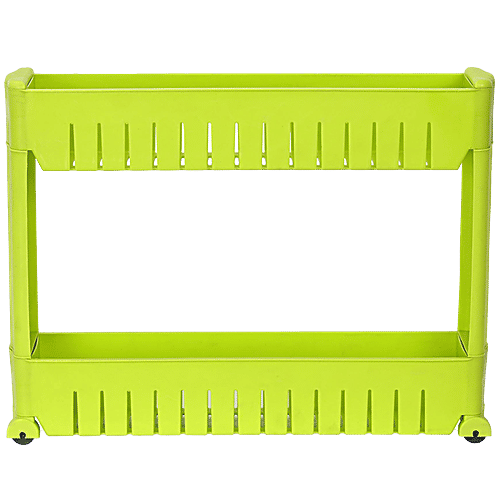 Buy Floraware 2 Layer Storage Organizer Plastic Rack/Shelf With Wheels Strong & Durable, Green