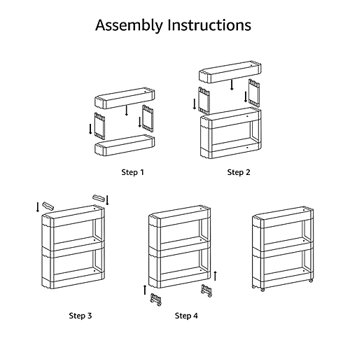 Floraware 3 Layer Storage Organizer Plastic Rack/Shelf With Wheels - Strong & Durable, White, 1 pc  