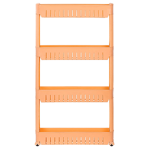 Buy Floraware 4 Layer Storage Organizer Plastic Rack/Shelf With Wheels Strong & Durable, Peach