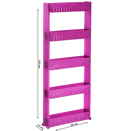 Buy Floraware 5 Layer Storage Organizer Plastic Rack/Shelf With Wheels