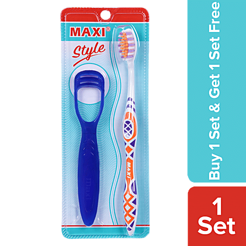 Buy MAXI Style Oral Hygiene Kit Toothbrush & Tongue Cleaner, For Fresh Breath Online at Best