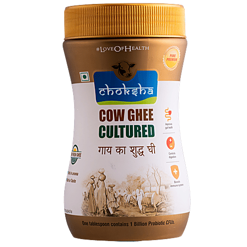 Choksha Cow Ghee - Cultured Probiotic, Gut Friendly Superfood, Improves Digestion & Immunity, 500 ml  