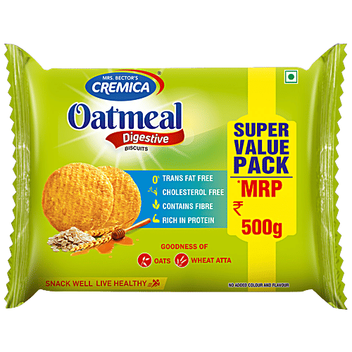 Cremica Oatmeal Digestive Biscuits, 500 g Trans Fat & Cholesterol Free, Contains Fibre, Rich in Protein