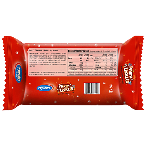 Cremica Party Cracker - Plain Salty Biscuit, Crispy, Light, Crunchy, 50 g (Pack of 8)