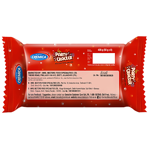 Cremica Party Cracker - Plain Salty Biscuit, Crispy, Light, Crunchy, 50 g (Pack of 8)