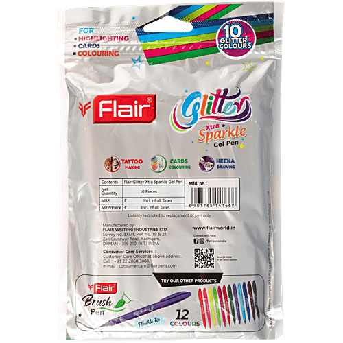 Flair Glitter Gel Pens, 10 pcs  