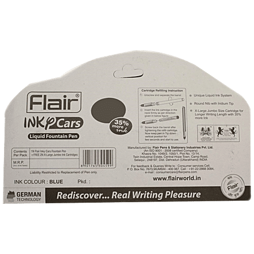 Flair Inky Cars Liquid Fountain Pen - Easy To Use & Refill, 1 pc  