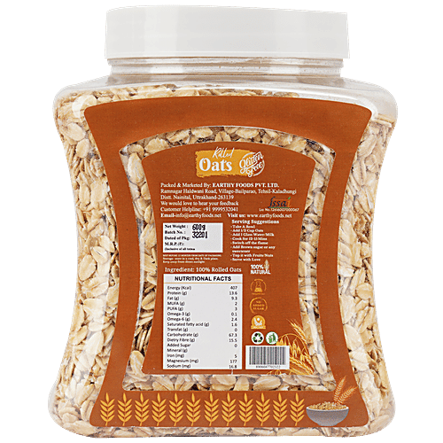 Organic Nation Rolled Oats - Natural, Promotes Weight Loss, Gluten-free, Healthy Breakfast, 600 g  