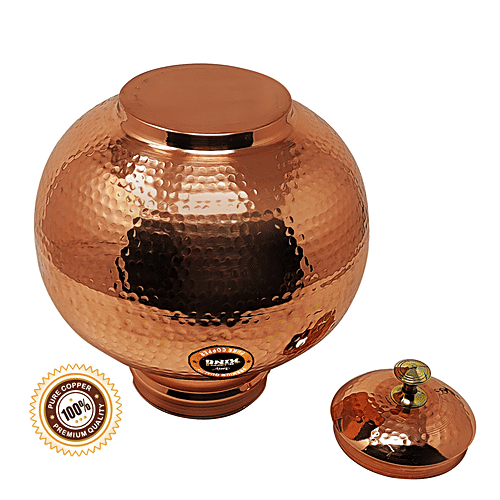 Mr. Copper King Copper Matka Tank Hammered - Round, 100% Premium Quality, Boosts Immunity, 7 L