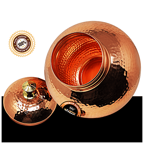 Mr. Copper King Copper Matka Tank Hammered - Round, 100% Premium Quality, Boosts Immunity, 7 L